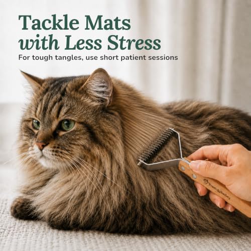 Dematting Comb for Cats and Dogs - Mat Remover - Deshedding Undercoat Rake
