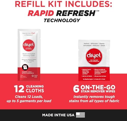Dryel At-Home Dry Cleaner & Stain Remover, Delicate Laundry Care, 12 Loads
