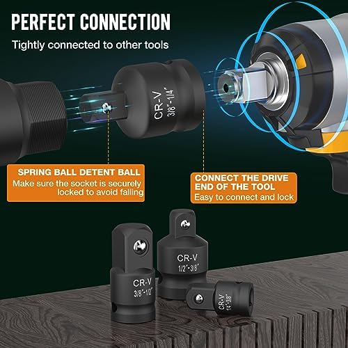 2PCS Impact Socket Adapter & Reducer Set, 1/2"F to 3/8"M & 3/8"F to 1/2"M