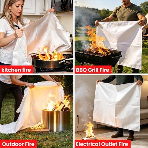 Fire Blanket for Home and Kitchen,40" x 40",4 Pack,Emergency Fire Blanket