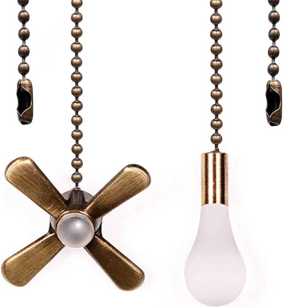 Ceiling Fan Pull Chain Ornaments Extension Chains with Decorative Light Bulb and Cord 13.6 Inches Fan Pull Chain Set For Ceiling Light Lamp Chain (Nickel)