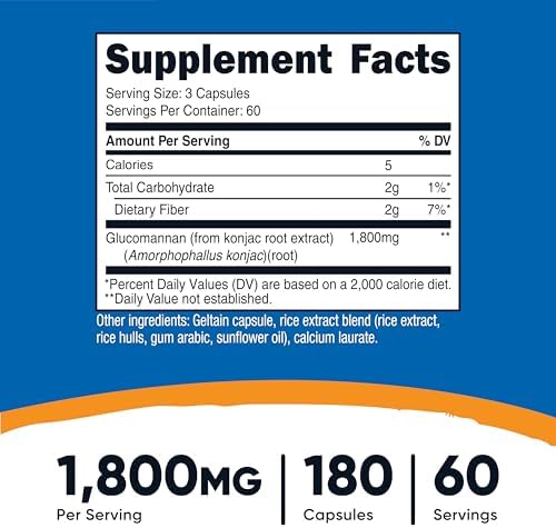 Nutricost Glucomannan 1,800mg Per Serving, 180 Capsules, Gluten-Free