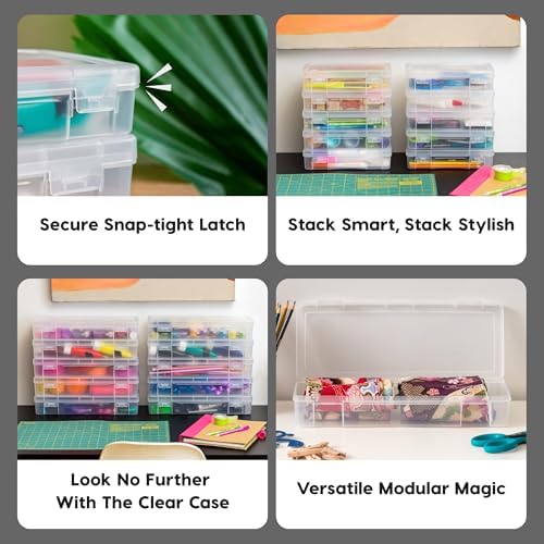 IRIS USA Clear Cases |Made in USA| Plastic Box Organizers (6-Pack)- Medium