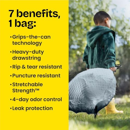 Glad Tall Kitchen Drawstring Trash Bags - Odorshield 13 Gallon White Trash Bag, Febreze Fresh Clean, 110 Count