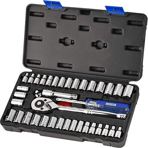 EPAuto 40 Pieces 1/4-Inch & 3/8-Inch Drive Socket Set, 72 Tooth Ratchet