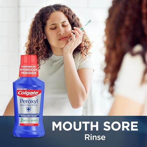 Colgate Peroxyl Antiseptic Mouth Sore Rinse, Alcohol Free, Mint, 16.9 fl oz