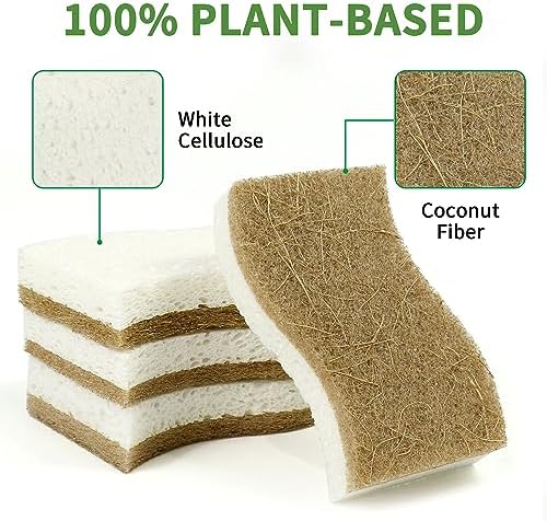 9 Pack Biodegradable Natural Kitchen Sponge Dish Sponges