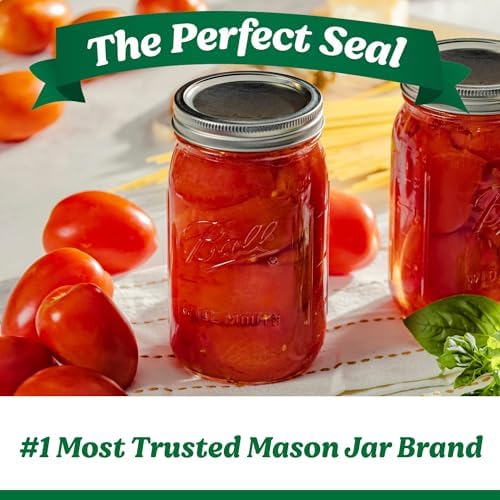 Ball Wide Mouth Quart 32oz. Glass Mason Jar with Lids and Bands, 8 Count