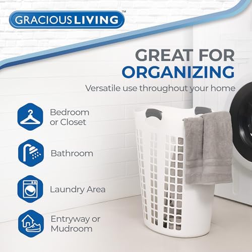 Gracious Living Laundry Basket, Easy Carry Flex Collapsible Hamper, 87.5L