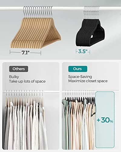 SONGMICS Velvet Hangers 50 Pack, Non-Slip Clothes Hangers, Space-Saving