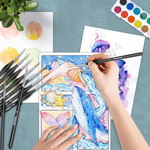 12Pcs Detail Paint Brushes Set for Miniature Fine Art Painting