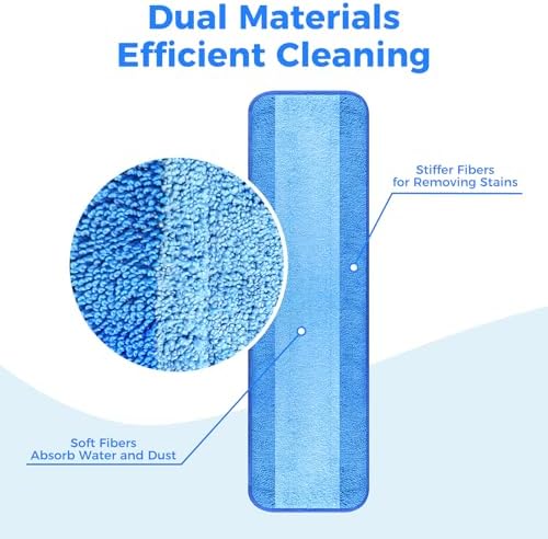 4-Pack 18 Inch Microfiber Mop Pads Compatible with Bona, Washable Reusable