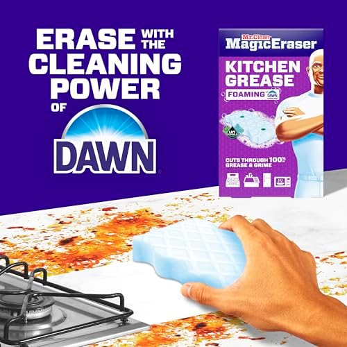 Mr. Clean Magic Eraser Foaming Sponge, Kitchen Grease Eraser, Dawn Cleaning Power, Oven Cleaner, Unstopables Fresh, 6ct