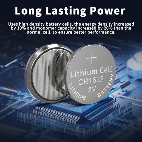 PKCELL CR1632 Battery 5 Pack CR1632 3V Lithium Coin Battery