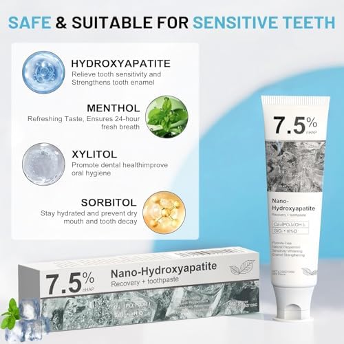 7.5% Hydroxyapatite Toothpaste, 7.5% Hydroxyapatite Toothpaste for Advanced Enamel Protection, Appropriate for Sensitive Teeth, Gentle and Effective Formula, Fresh Mint (1)