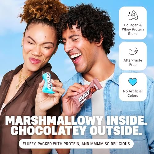 BUILT Puff Protein Bars, Variety Pack, 15g-17g Protein - 12 Count