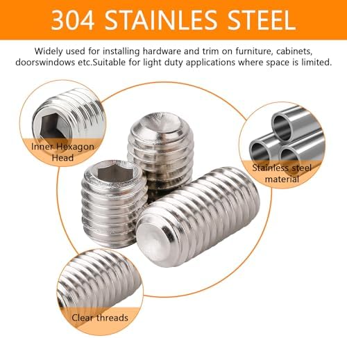 300 Pcs Set Screws, M3 M4 M5 M6 M8 Screws Assortment Kit,Allen Head Screws