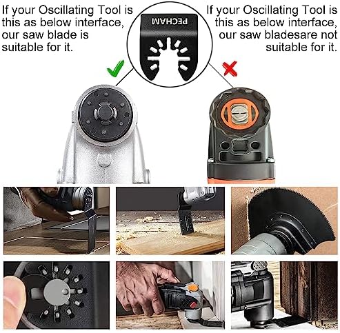 PECHAM 24PCS Universal Wood Metal Oscillating Multitool Quick Release Saw Blades Fit Porter Cable Black & Decker Rockwell Ridgid Ryobi Milwaukee Chicago Craftsman