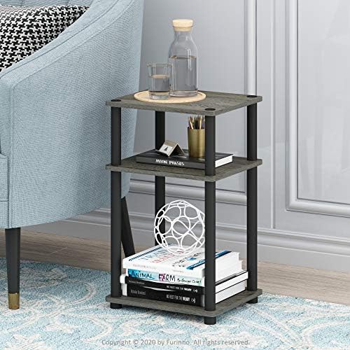 Furinno JUST Toolless 3-Tier Side Table, Open Shelf End Table, French Oak
