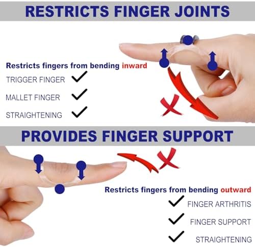 RonJea 10Pcs Clear Oval Finger Splints & Sleeves Kit (Size 4,5,6,7,8,9)