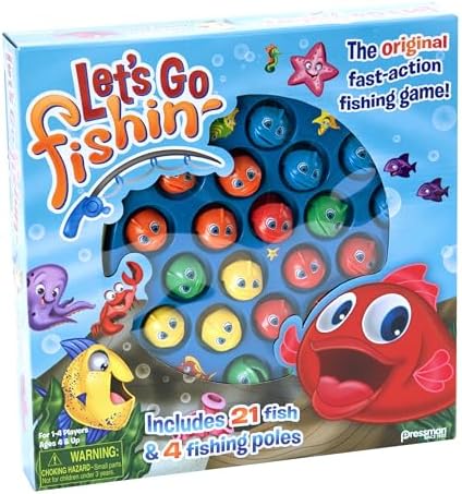 Let's Go Fishin' Game by Pressman - The Original Fast-Action Fishing Game!, 1-4 players