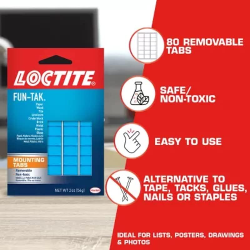 Loctite Fun-Tak Mounting Putty, Blue, 2 oz Wallet, 1 Pack