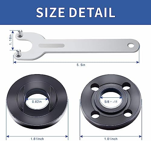 7PCS Angle Grinder Nut Wrench Kit 5/8-11 Flange Metal Lock Nut