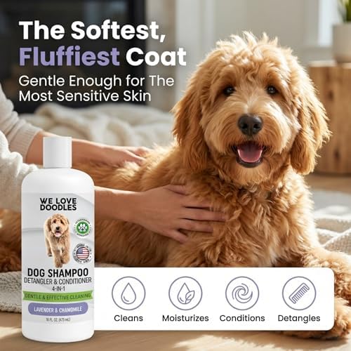 Dog Shampoo, Conditioner & Detangler, Hypoallergenic Tearless Lavender 16OZ