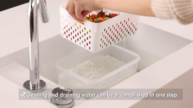3pcs 4 in 1 Fruit Storage Containers for Fridge with Removable Colanders