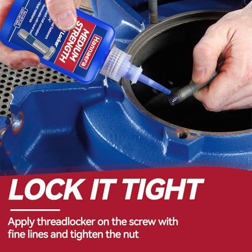 Thread Lock Blue and Red, Threadlocker Removable & Permanent, Thread Locker for Nuts, Bolts, Fasteners and Metals, Against Losening and Leakage (Medium 50 ml *1 + High 50 ml *1)