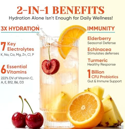 Venture Pal Sugar Free Hydration Packets+Immune-Liquid Daily IV Drink Mix
