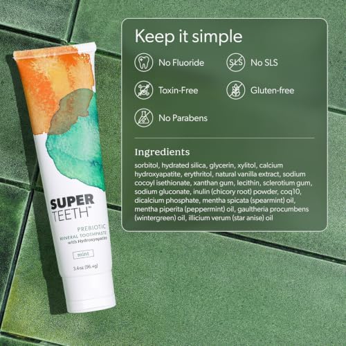 SuperTeeth Prebiotic Hydroxyapatite Toothpaste, Fluoride-Free - Mint