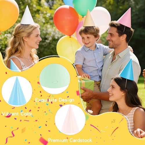 CANREVEL 24 PCS Pre-Assembled Party Hats for Adults and Kids