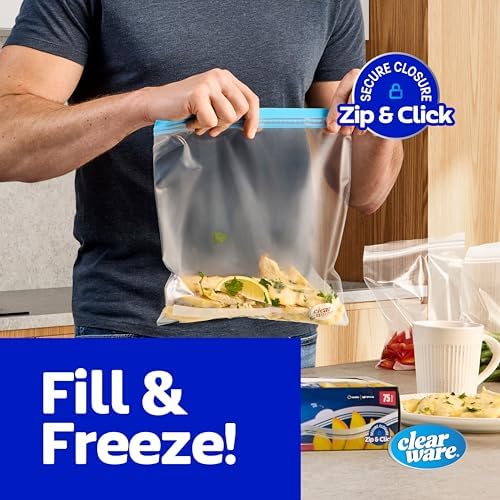 2 Gallon Freezer Storage Bags, 40 Count, Double Zipper Seal, Clear Plastic, Leak Proof, Extra Large Capacity for Bulk Storage, Meal Prep, Sous Vide