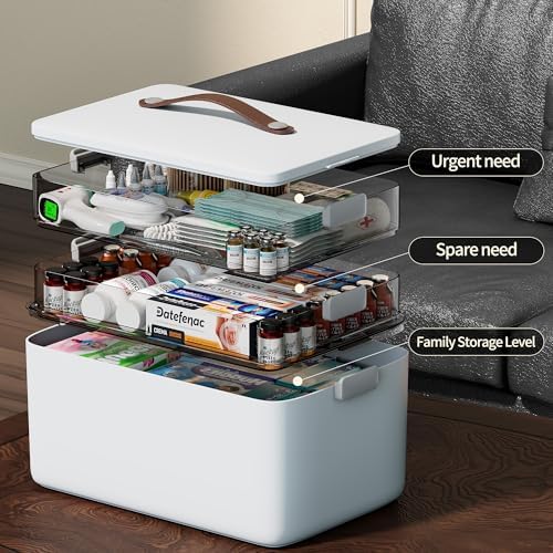 CTIME 3-Tier Medicine Organizer - Portable Medicine Cabinet with Handle