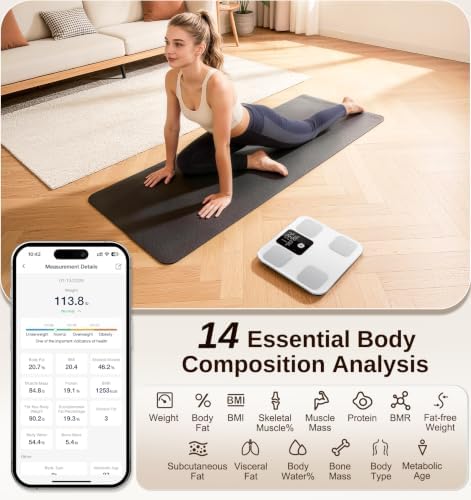 GE Smart Scale for Body Weight, Body Fat, BMI, 3-in-1 LED Display, 11-inch