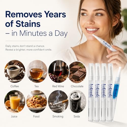 VieBeauti Teeth Whitening Pen Kit, 35% Carbamide Peroxide Gel, 5 Pack