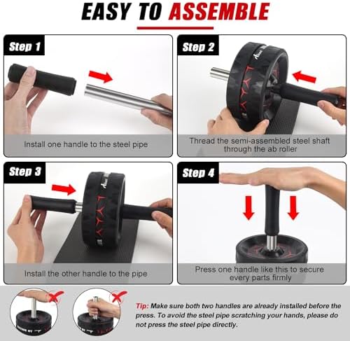Abiarst Ab Roller Wheel, Abs Workout Equipment for Abdominal & Core Strength Training, Home Gym Exercise Wheels for Men Women, with Knee Pad Accessories