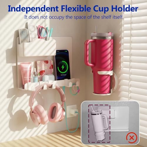 Bedside Wall Shelf for Teen Girls Dorm Room Essentials Bunk Bed Stuff