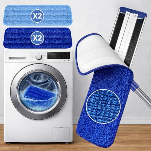Microfiber Flat Mop for Hardwood Floors Cleaning with 55" Adjustable Handle