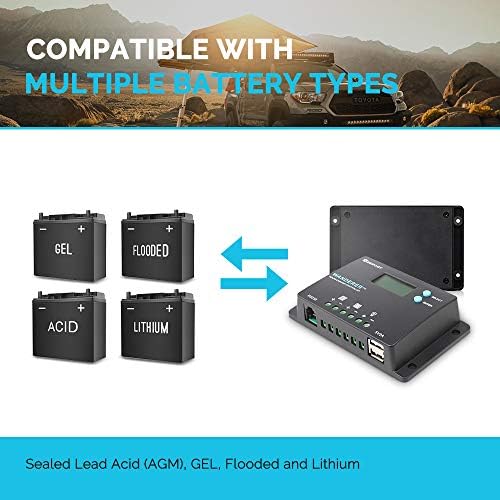 Renogy Wanderer 10A PWM Solar Charge Controller 12/24V for Solar Panels