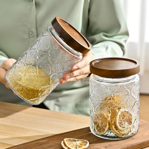 Adodeen Glass Storage Containers With Lids, Glass Jars With Lids, 32OZ