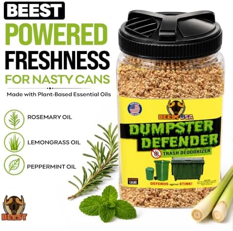 BEEST Dumpster Defender - 1.5lbs Outdoor Trash Can Deodorizer & Liquid Waste Absorber (Made in USA) Biodegradable Trash Can Odor Eliminator - Powerful Garbage Deodorizer for Always-Fresh Bins - 7 Cups
