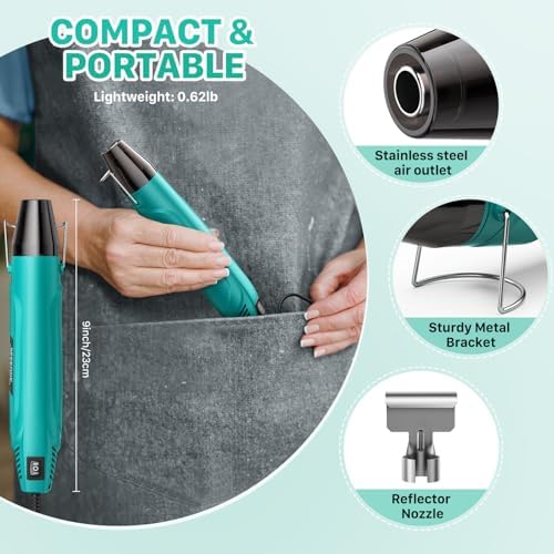 SEEKONE 350W Mini Heat Gun Dual-Temp 500℉ & 842℉ for crafts