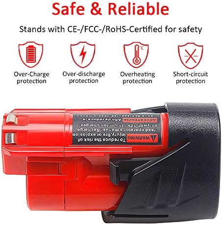 waitley 2Pack 12V 3.0A Replacement Battery Compatible with Milwaukee Tool