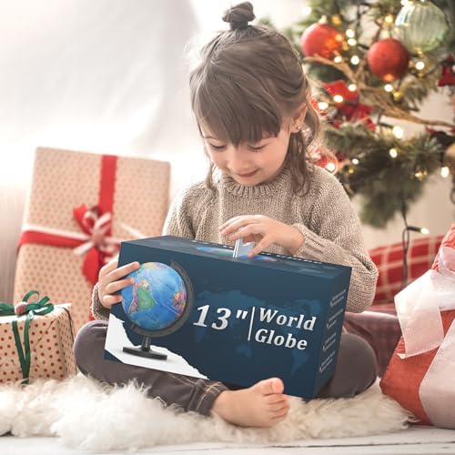 13" Globe for Kids & Adults with Stable Heavy Metal Base