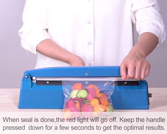8 Inch Impulse Heat Sealer, Manual Poly Machine for Plastic Bags PE PP Bags with Extra Replace Element Grip