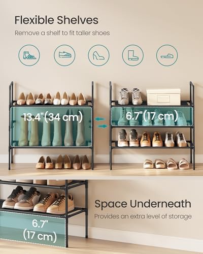 SONGMICS 3-Tier Shoe Rack, Shoe Storage for Hallway Closet