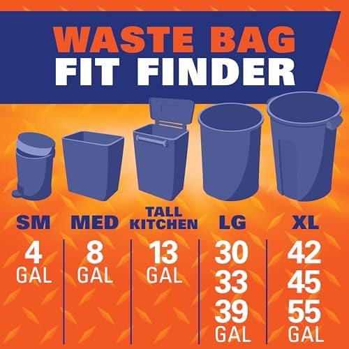 Hefty Easyflaps Multipurpose 30 Gallon Large Trash Bags, Black, 40ct