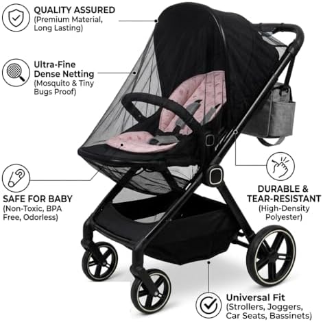 2 Pack Universal Baby Mosquito Net Cover for Stroller Car Seat Bassinet Infant Bug Mesh Netting Screen Crib Carrier Carriage